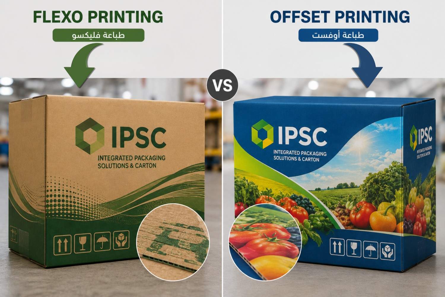 الفرق بين الطباعة الفليكسو (Flexo Printing)  و الطباعة الاوفست (Offset Printing) في طباعة الكراتين